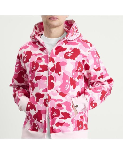 A Bathing Ape Pink Abc Dot Shark Zip Hoodie for men