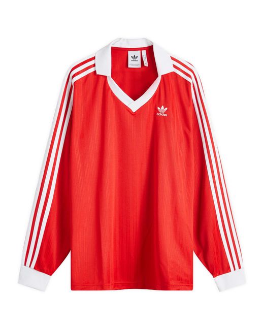 Adidas Red Pique Long Sleeve T-Shirt for men