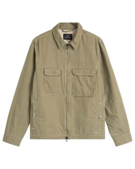 Paul Smith Green Zip Front Pocket Overshirt Jacket for men
