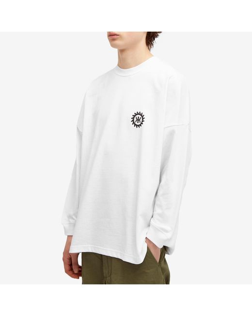 (w)taps White 19 Long Sleeve Printed T-Shirt for men