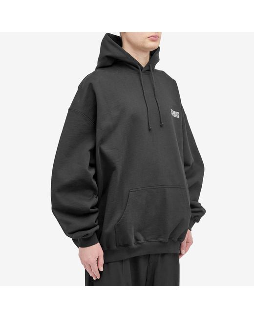 Vetements Black Embroidered Logo Hoodie for men
