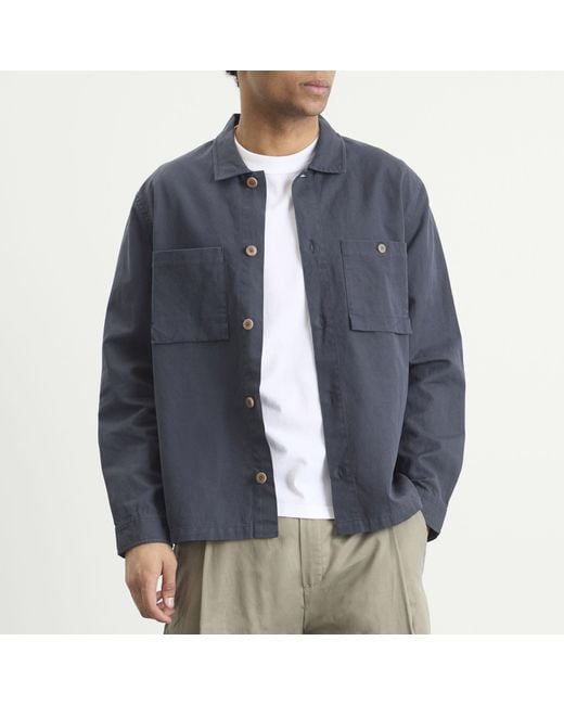 Folk Blue Patch Overshirt for men