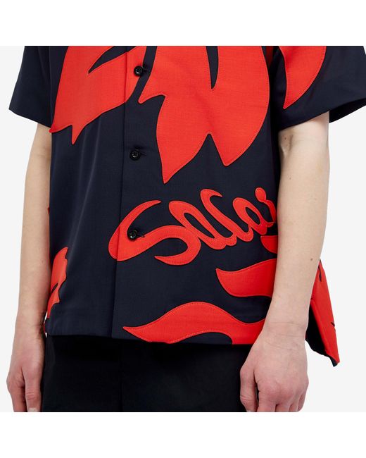 Sacai Floral Embroidered Patch Vacation Shirt for men