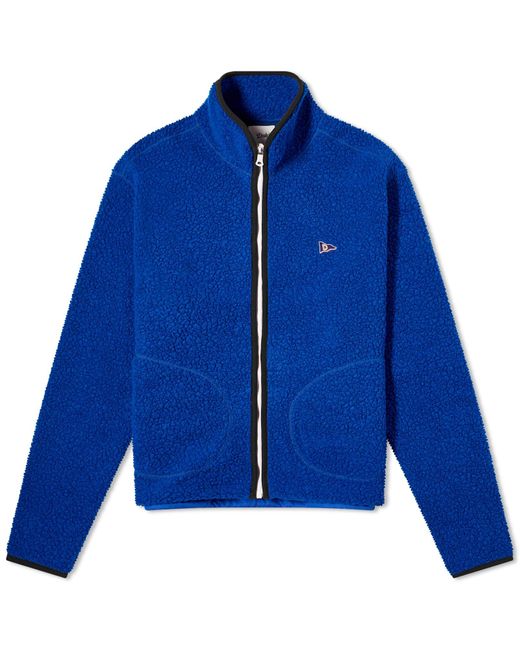 Drake's Blue Boucle Wool Zip Fleece Jacket for men