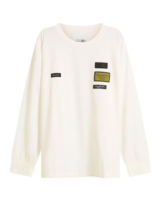 Maison Margiela White Mm6 Tailored Labels Long Sleeve T-Shirt for men