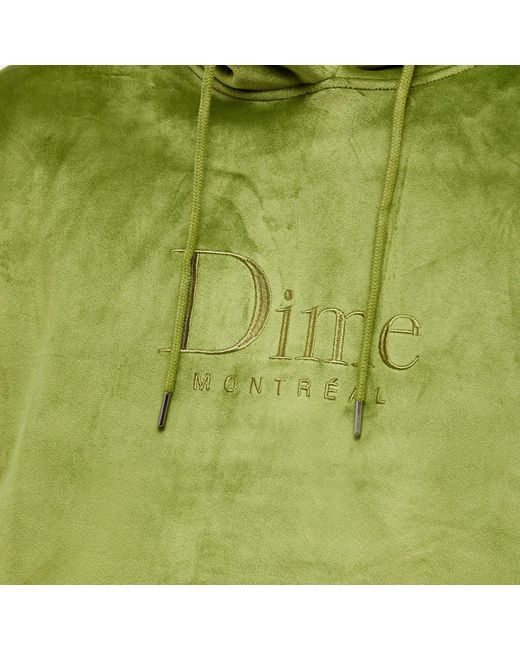 Dime Green Classic Logo Velour Hoodie for men