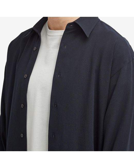 Auralee Blue Hard Twist Cotton Silk Shirt for men