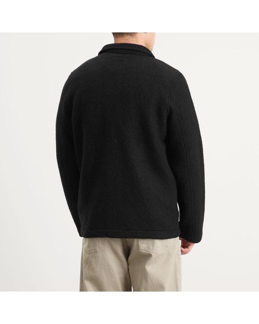 Universal Works Black Wool Fleece Field Jacket for men