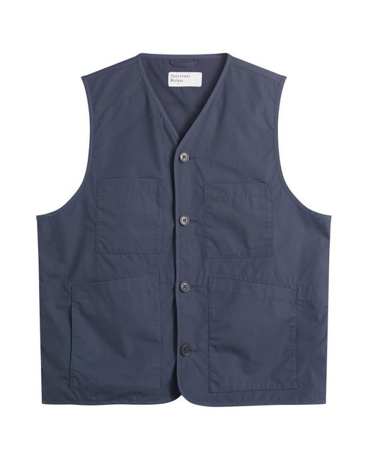 Universal Works Blue Recycled Poly Tech City Waistcoat for men