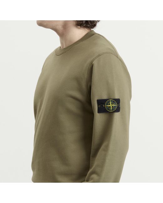 Stone Island Green Organic Cotton Fleece Sweatshirt for men