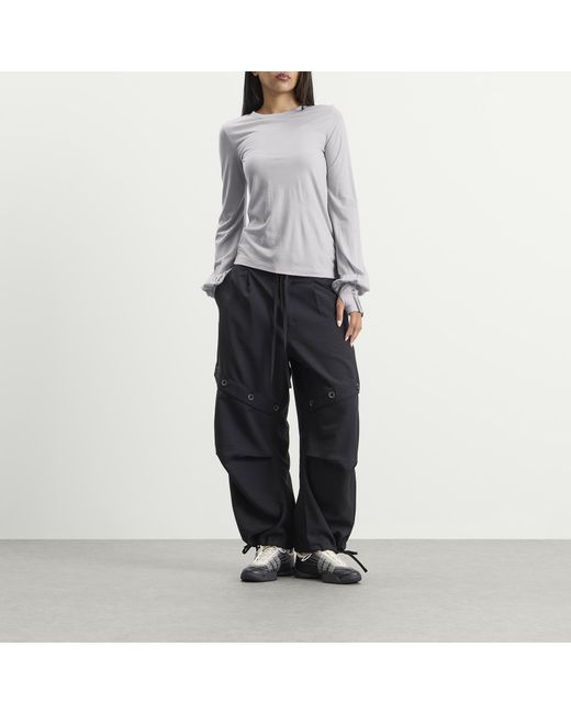 Y-3 Gray Chince Drape Long Sleeve Top