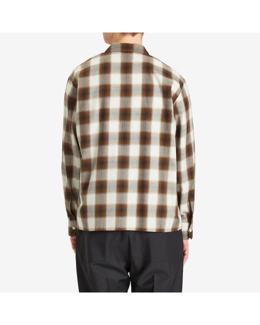 Second/Layer Brown Zip Through Check Shirt for men