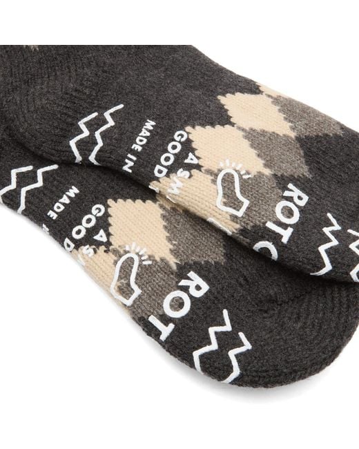 RoToTo Gray Diamond Comfy Room Sock