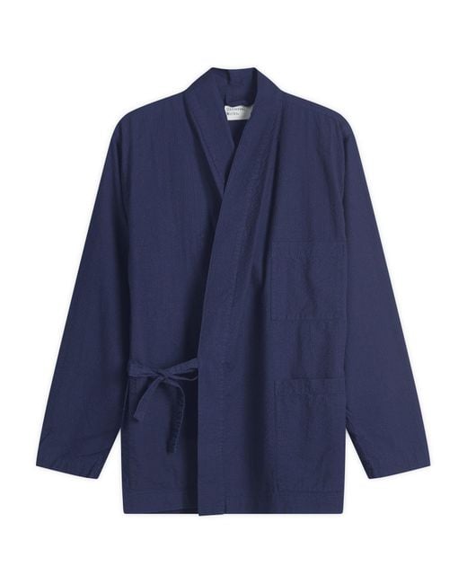 Universal Works Blue Seersucker Kyoto Work Jacket for men