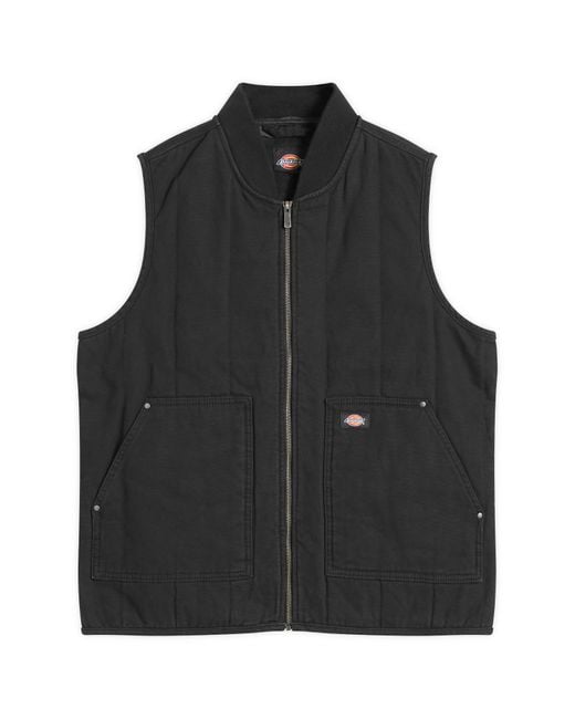 Dickies Black Quilted Canvas Vest for men