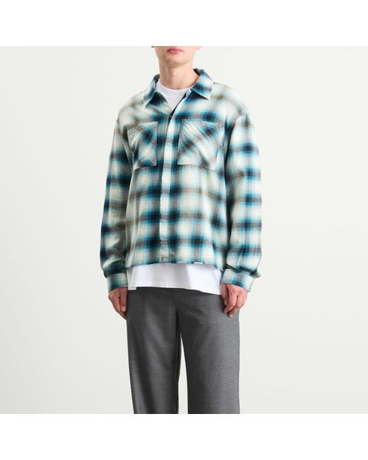 Represent Green Sun Bleached Flannel Shirt for men