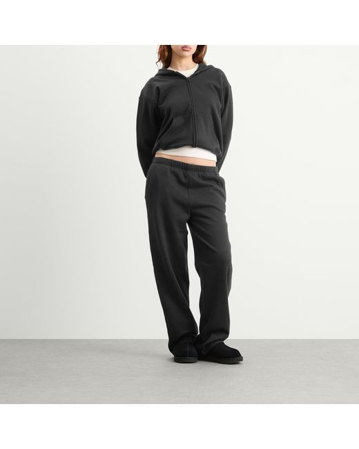 Skims Black Cotton Fleece Classic Zip Up Hoodie