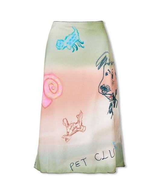TheOpen Product Multicolor Pet Drawing Midi Skirt
