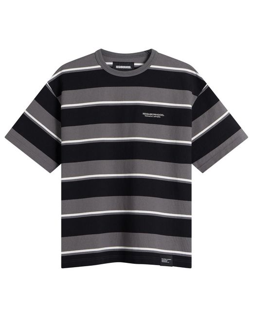 Neighborhood Black Border Stripe Logo T-Shirt for men
