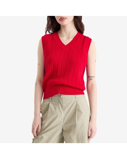 DUNST Red Crochet Knit Vest