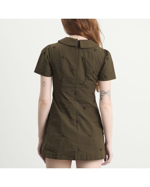 My Mum Made It Green Rosette Check Mini Dress