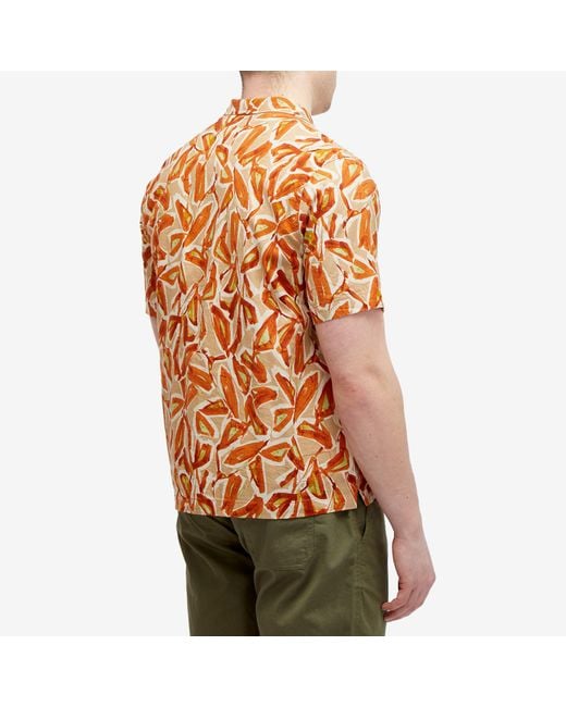Universal Works Orange Artist Flower Minari Shirt for men