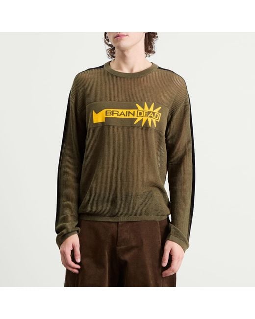 Brain Dead Green Long Sleeve Mesh Jumper for men
