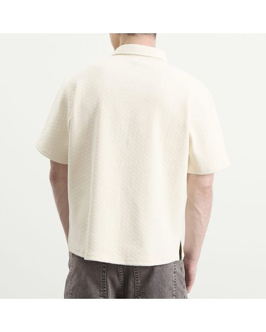 Pleasures White Cable Polo for men