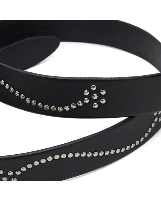 Andersons Black Andersons Narrow Stud Trimmed Leather Belt for men