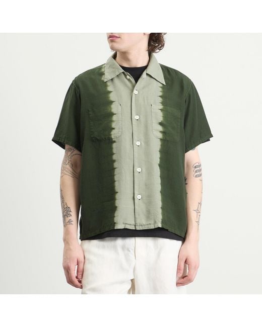 Nomarythm Textile Green Hand Dye Open Collar Shirt for men