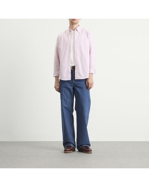 A.P.C. Pink Button Down Stripe Shirt for men