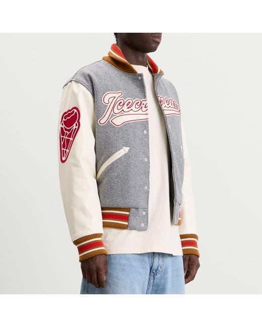 ICECREAM Gray Waitress Varsity Jacket for men