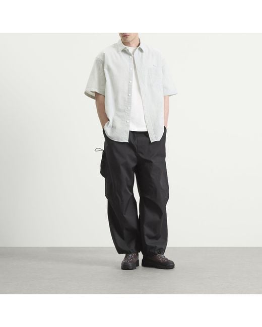 FRIZMWORKS Green Og Stripe Seersucker Short Sleeve Shirt for men
