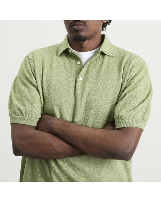 Beams Plus Green Boucle Knit Polo for men