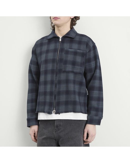 About Blank Blue Plaid Zipped Overshirt for men