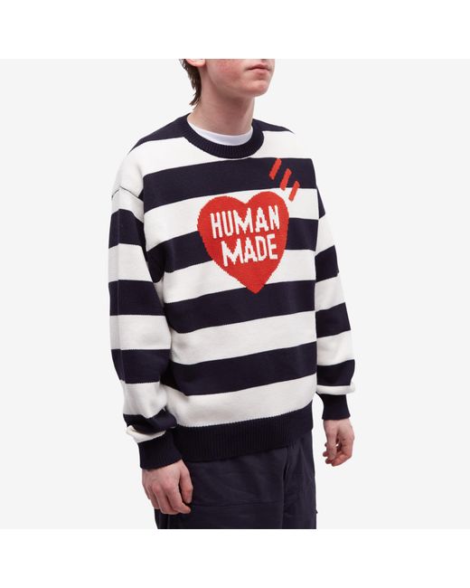 Human Made Striped Heart Knit Sweater in Blue for Men | Lyst Canada