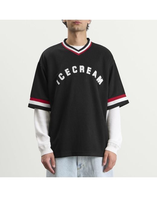 ICECREAM Black College V Neck Sports Jersey for men