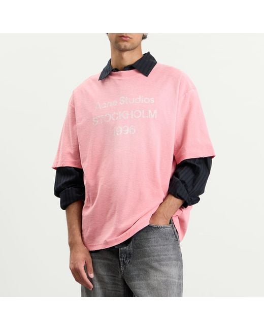 Acne Pink Exford 1996 Short Sleeve T-Shirt for men