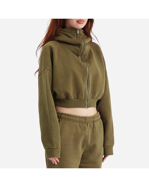 Entire studios Cropped Full Zip Hoodie in Green | Lyst UK