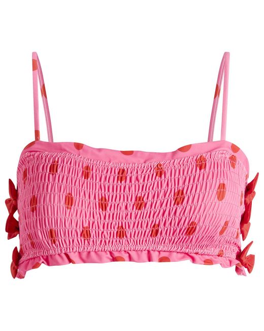 Damson Madder Pink Shirred Bow Bikini Top