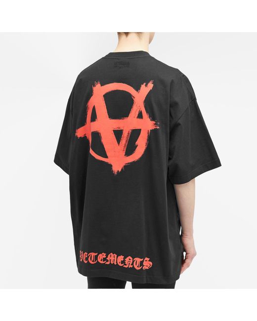 Vetements Black Double Anarchy T-Shirt for men