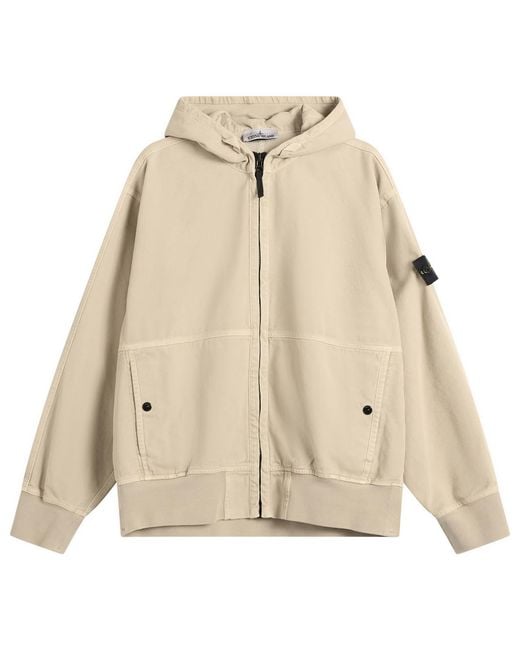 Stone Island Natural Panama Cotton Old Effect Hooded Jacket for men