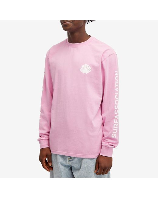 New Amsterdam Surf Association Pink Logo Long Sleeve T-Shirt for men