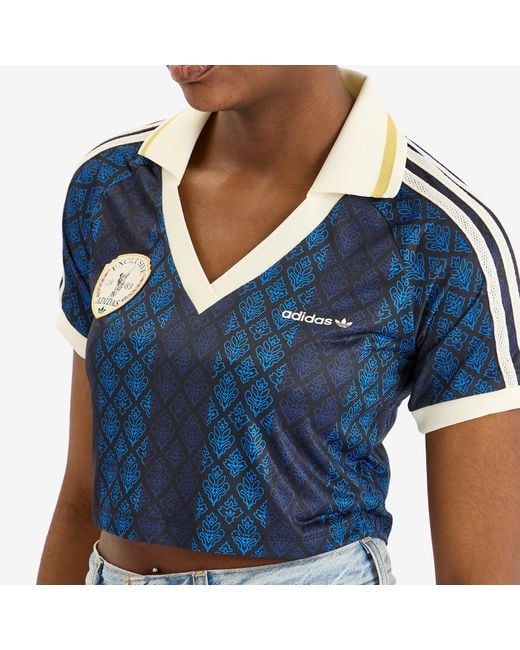 adidas Originals Retro Sports Cropped Jersey in Blue | Lyst UK