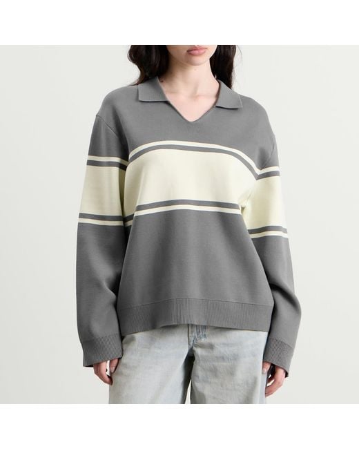 Samsøe & Samsøe Gray Saanne Long Sleeve Polo Top