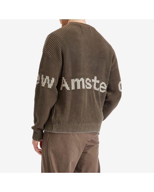New Amsterdam Surf Association Green Logo Crew Knit Sweater for men