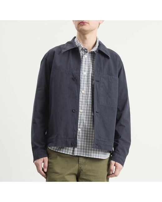Norse Projects Blue Arresskov Compact Cotton Shirt Jacket for men