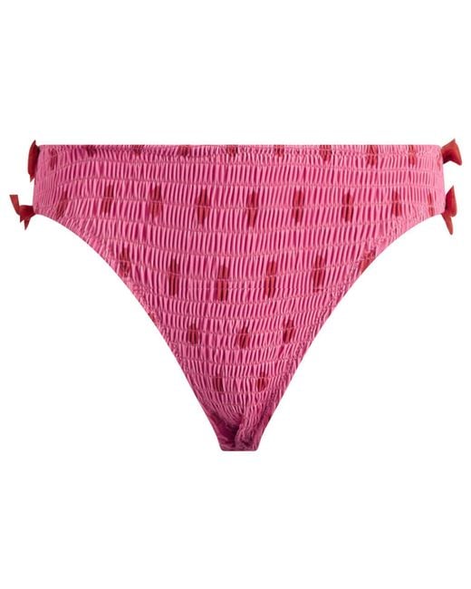 Damson Madder Pink Shirred Bow Bikini Bottom