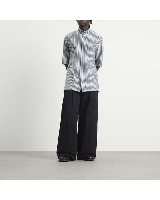 Homme Plissé Issey Miyake Gray Stripe Short Sleeve Shirt for men