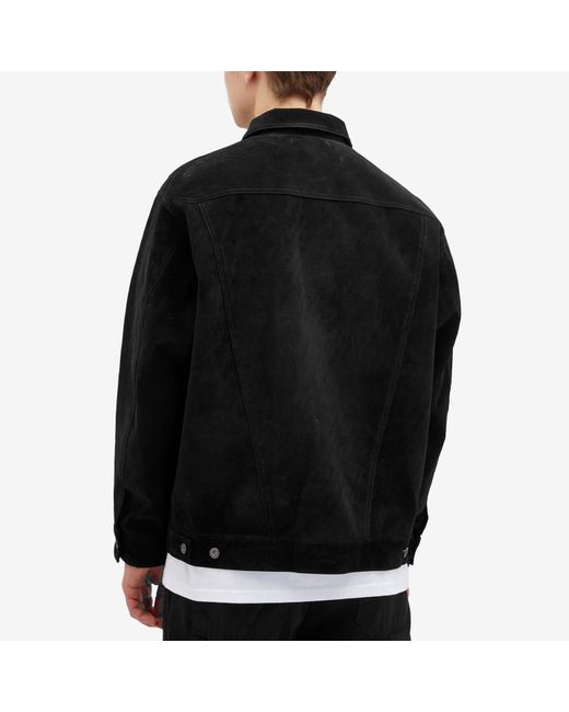 (w)taps Black 01 Synthetic Suede Trucker Jacket for men